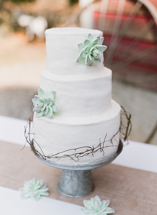 succulent decorated wedding cake