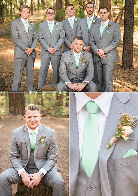 gray, mint and gray groomsman outfits
