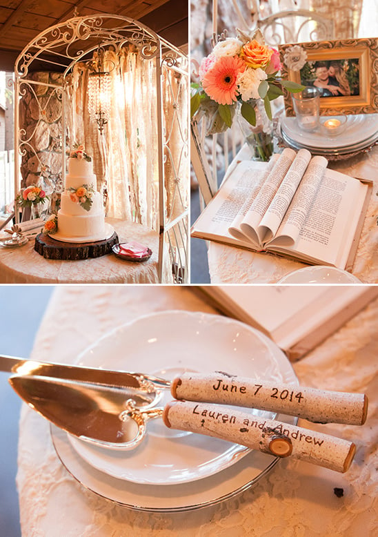 shabby chic cake table details and chandelier