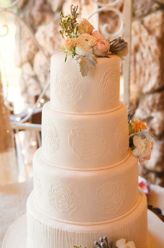 rose stamped wedding cake