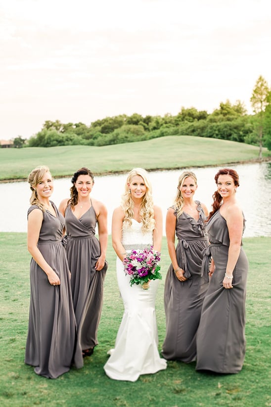 long, dark grey bridesmaid dresses