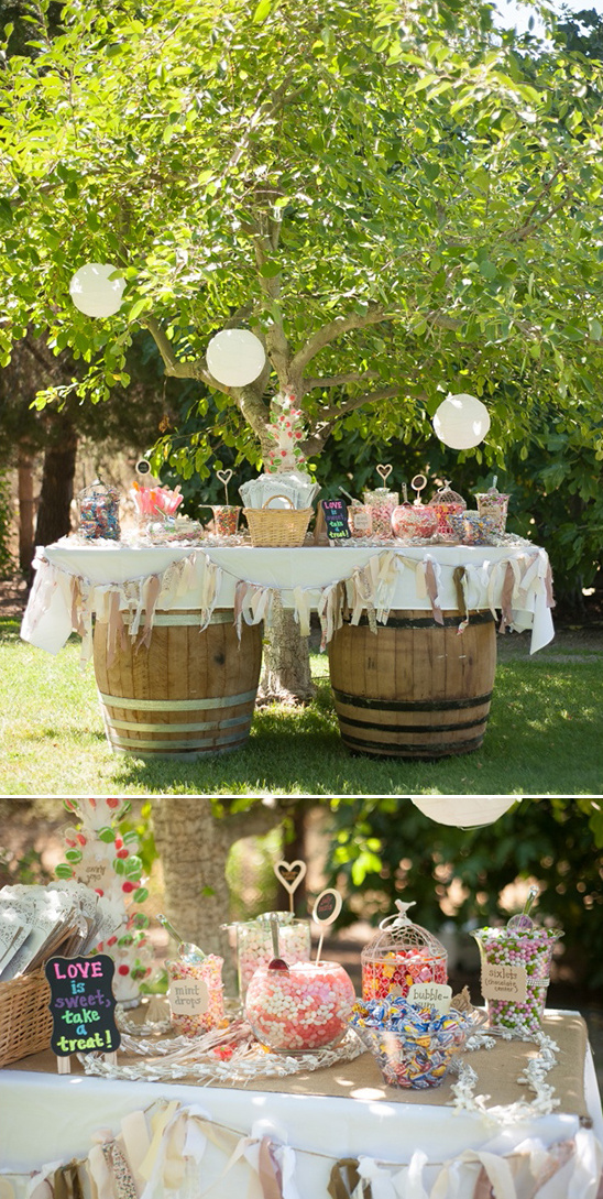 whiskey barrel sweets table