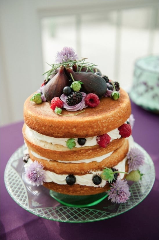 berry covered naked cake