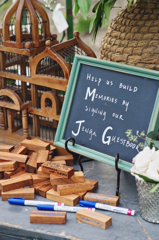help us build memories by signer our jenga guestbook