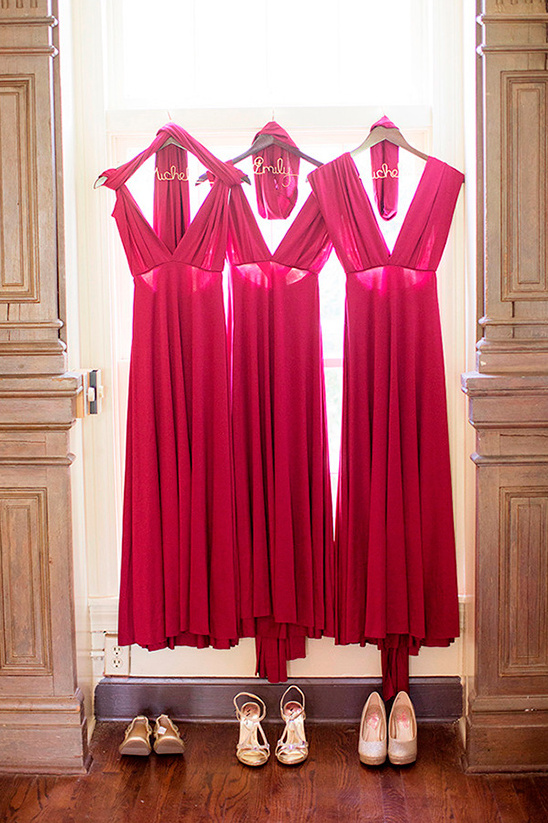 red bridesmaids dresses