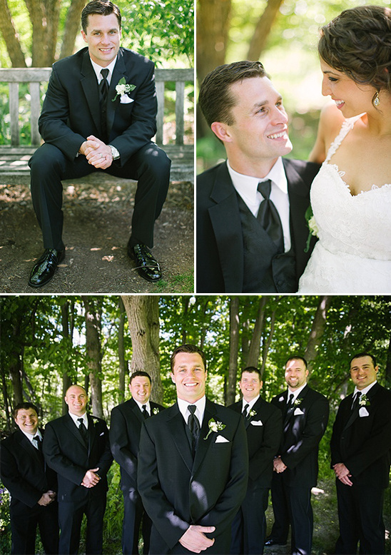 Handsome groom and groomsmen celebrating wedding day in nature