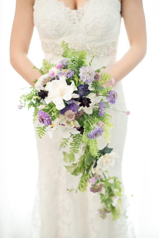 white purple and green bouquet