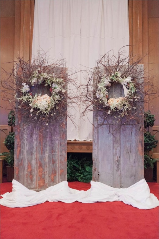 repurposed door ceremony backdrop