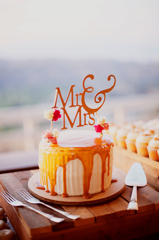caramel drizzled wedding cake