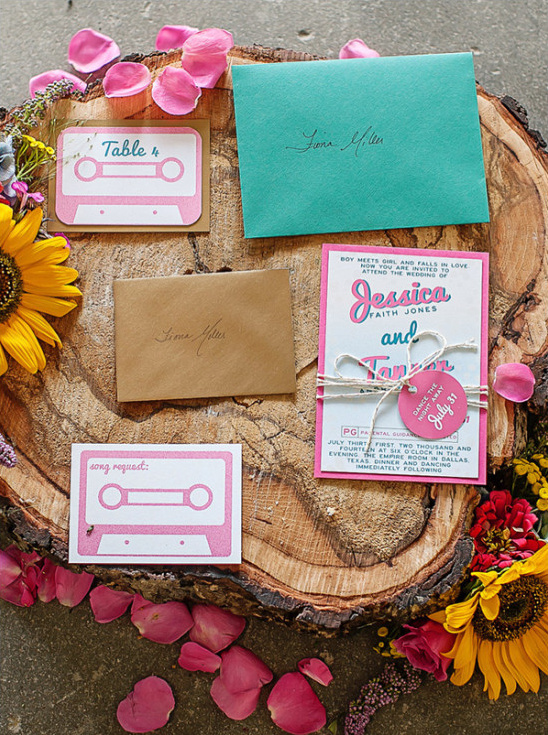 tape deck wedding invite