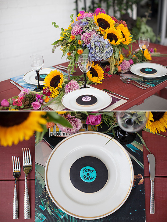 record inspired place settings