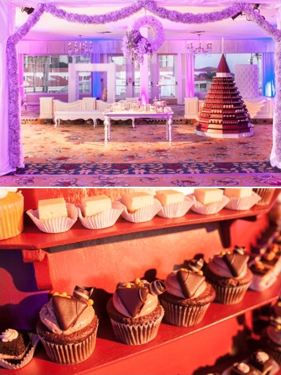 dessert tower with cupcakes and other assorted sweets