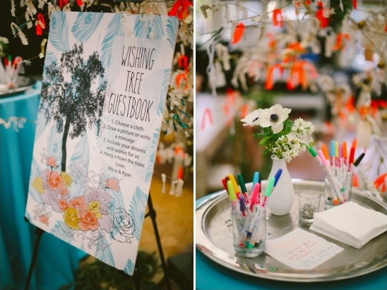 Wedding wishing tree guestbook with colorful markers