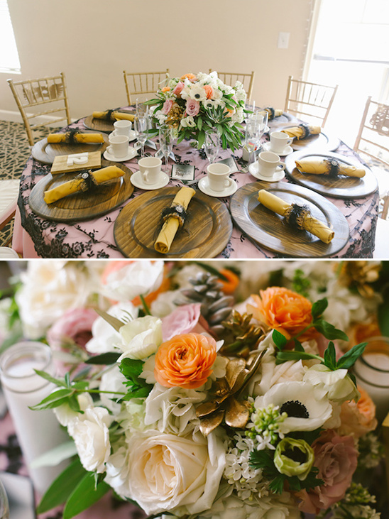 Elegant wedding table setting with floral centerpiece