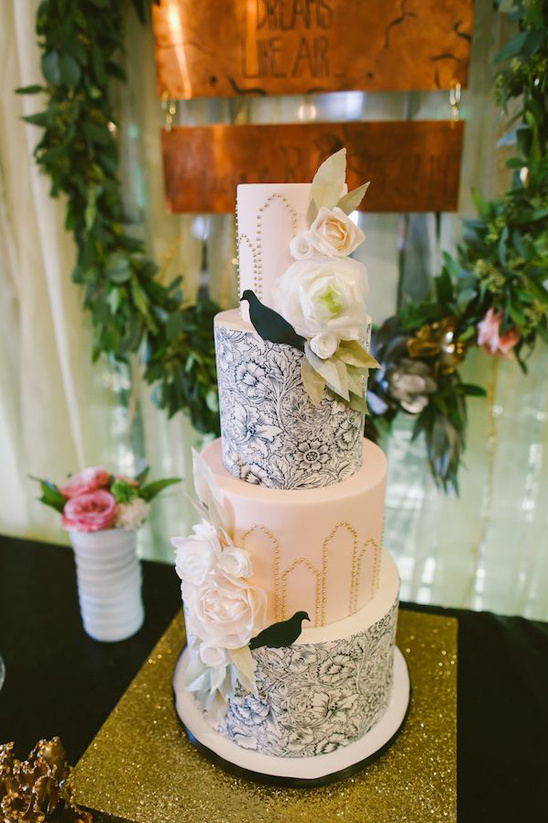 art deco modern wedding cake