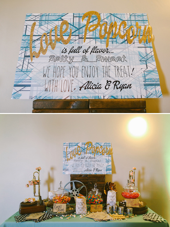 Wedding popcorn bar sign: Salty & sweet treats for guests