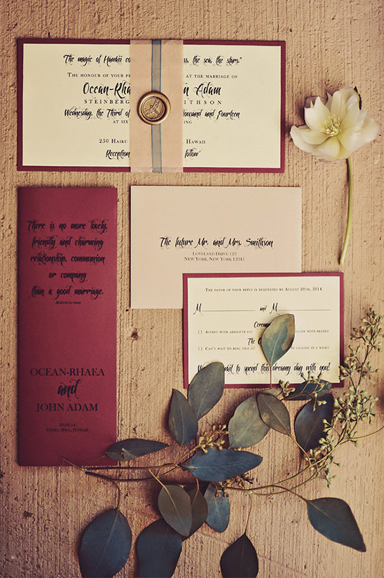 fall inspired elegant wedding invitation suite