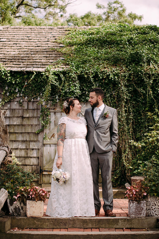 Happy couple looking at each other on their wedding day