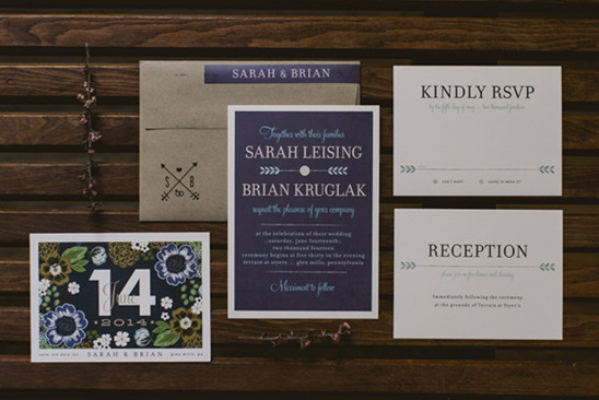 Wedding invitation suite featuring floral design and details