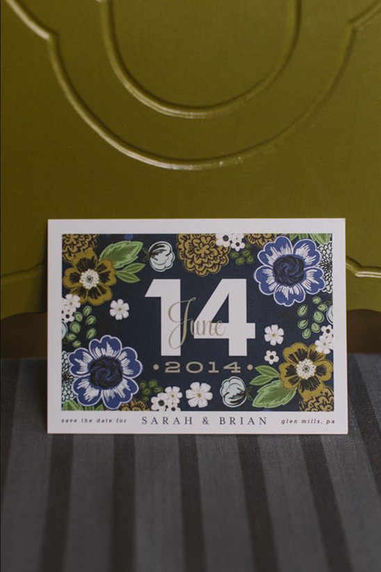 floral patterned save the date