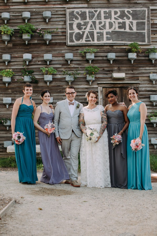 assorted blue and grey bridesmaids and man of honor