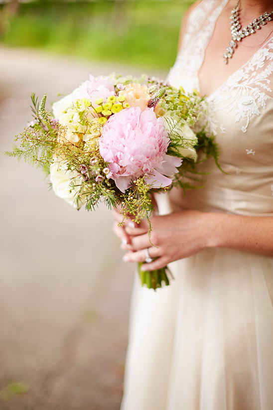 pink and yellow wedding bouquet