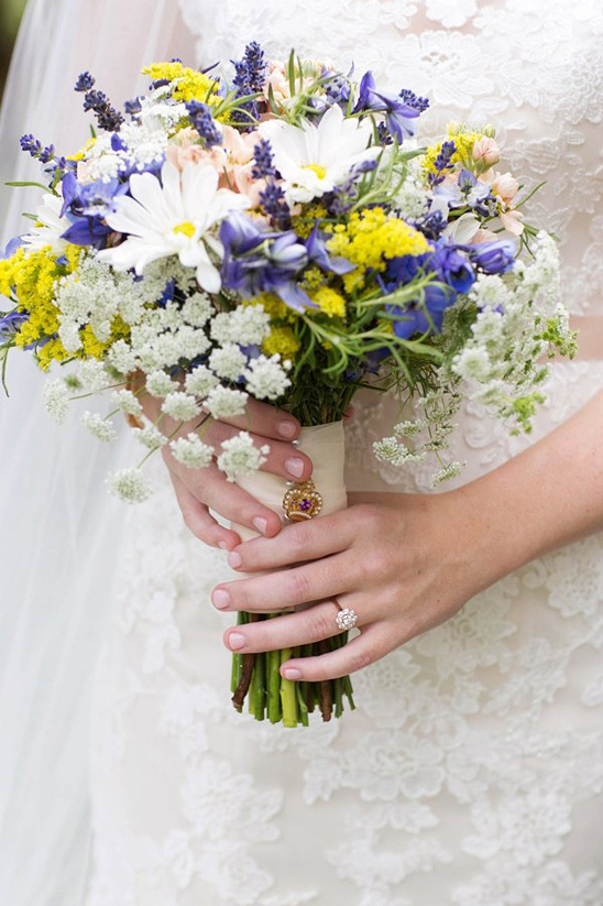 blue yellow and white bouquet