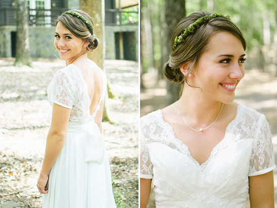wedding hair with moss halo