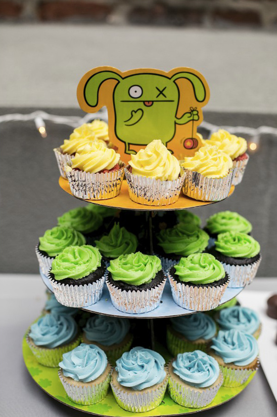 monster topped cupcake stand