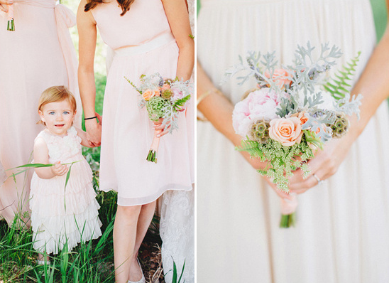 pastel bouquet and cute flower girl
