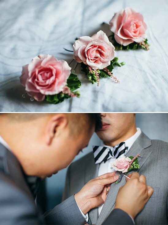 pink rose boutonniere