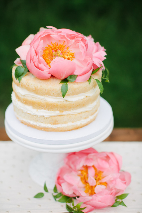 flower topped mini naked wedding cake