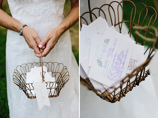 wedding secrets in cute wire basket