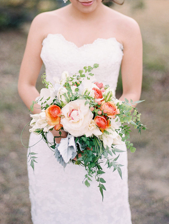 orange and white wedding bouquet