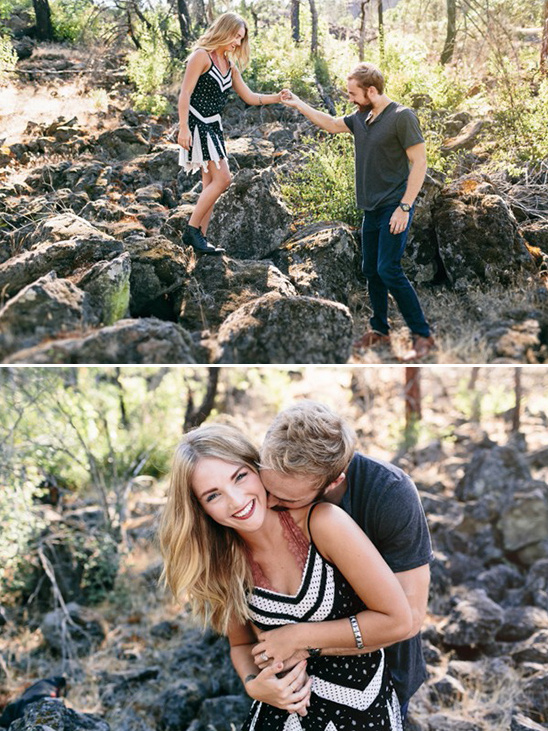 Romantic couple enjoying an outdoor engagement photoshoot