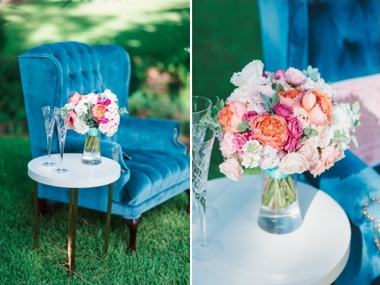 heirloom arm chair and surprise bouquet