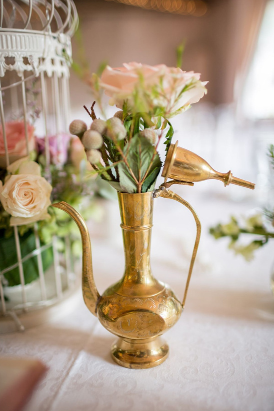 vintage brass watering can turned bud vase