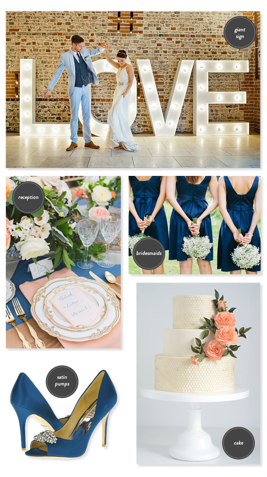 Wedding inspiration collage featuring bridal details, love sign
