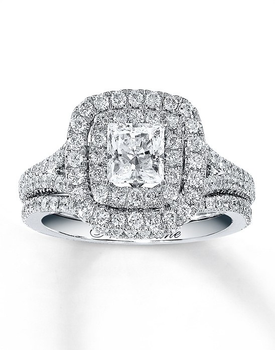 Elegant diamond ring with a double halo design sparkling