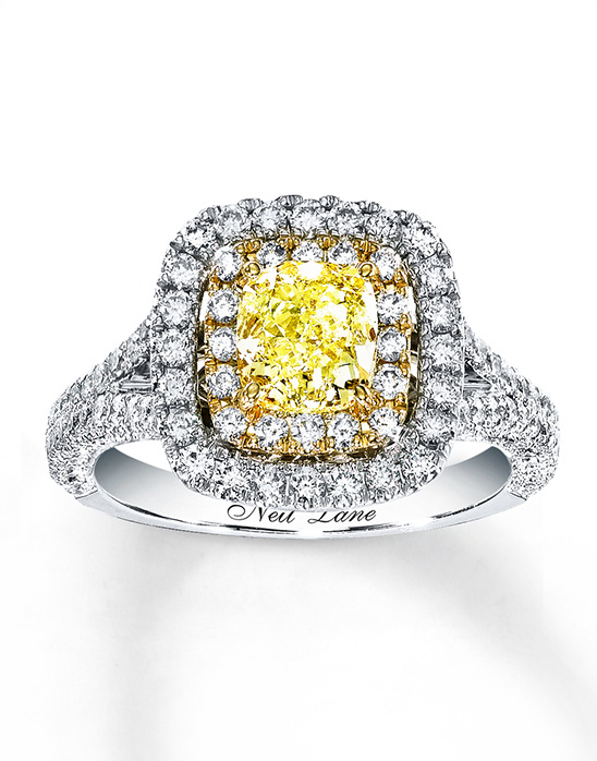 Elegant Neil Lane engagement ring with a stunning yellow diamond