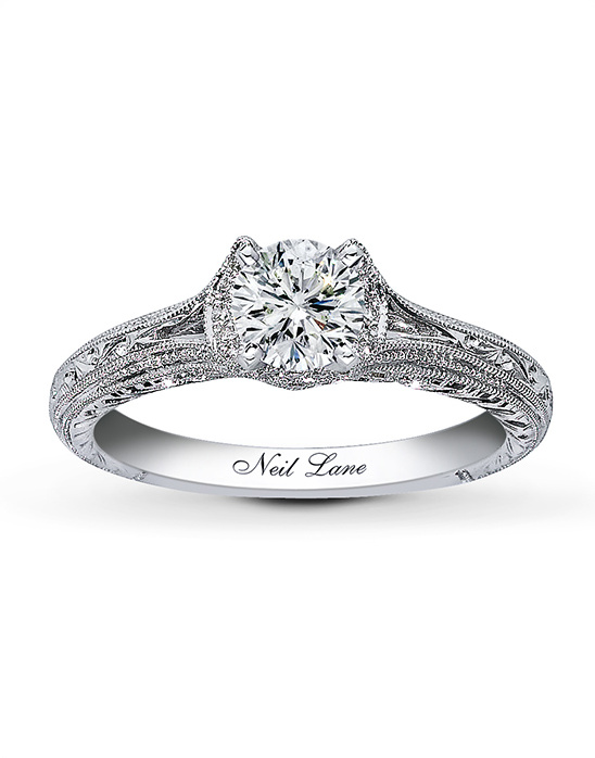 Neil Lane diamond engagement ring with intricate engraved details
