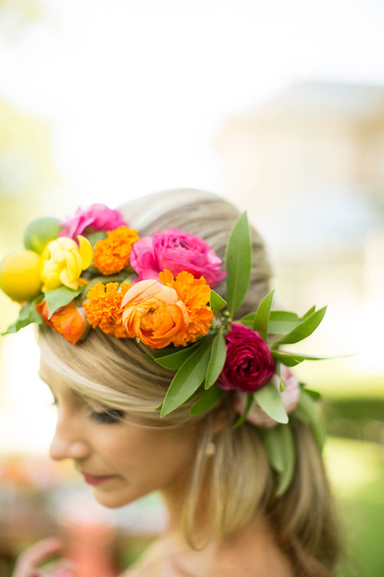 vibrant wedding headpiece