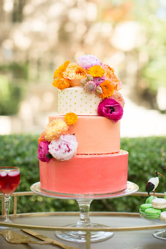 coral ombre wedding cake