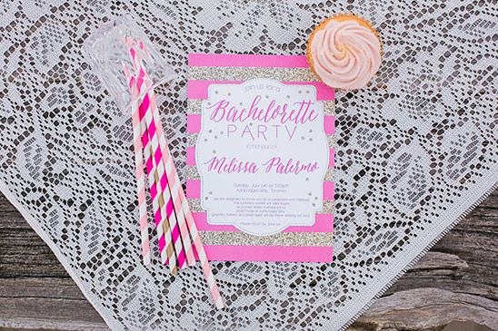 pink glittery bachelorette invites
