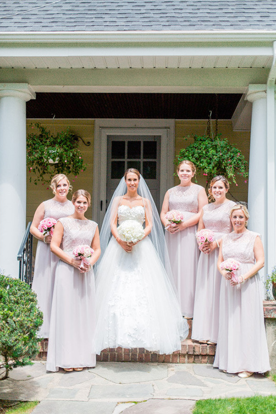 floor length blush bridesmaids dresses