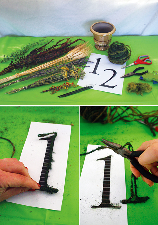 outline table numbers in moss wire