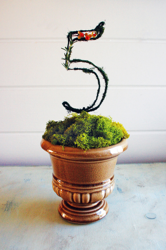 completed moss covered table numbers