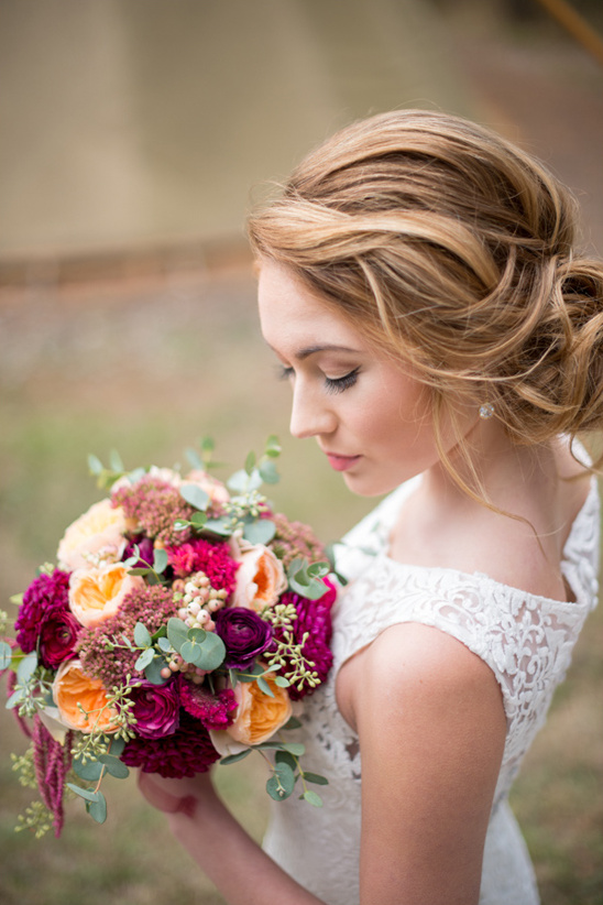 deep red and peach bouquet from Angela Austin Floral Design
