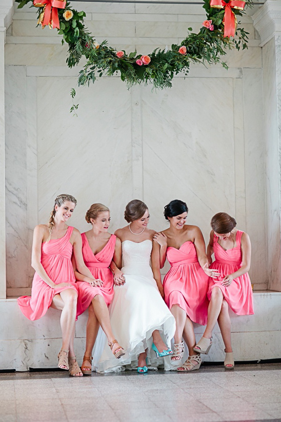 cocktail length bridesmaid dresses in pink