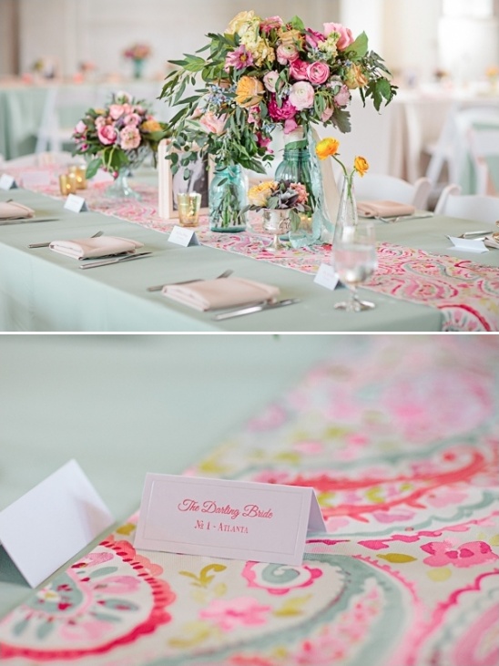 pink and mint table decor
